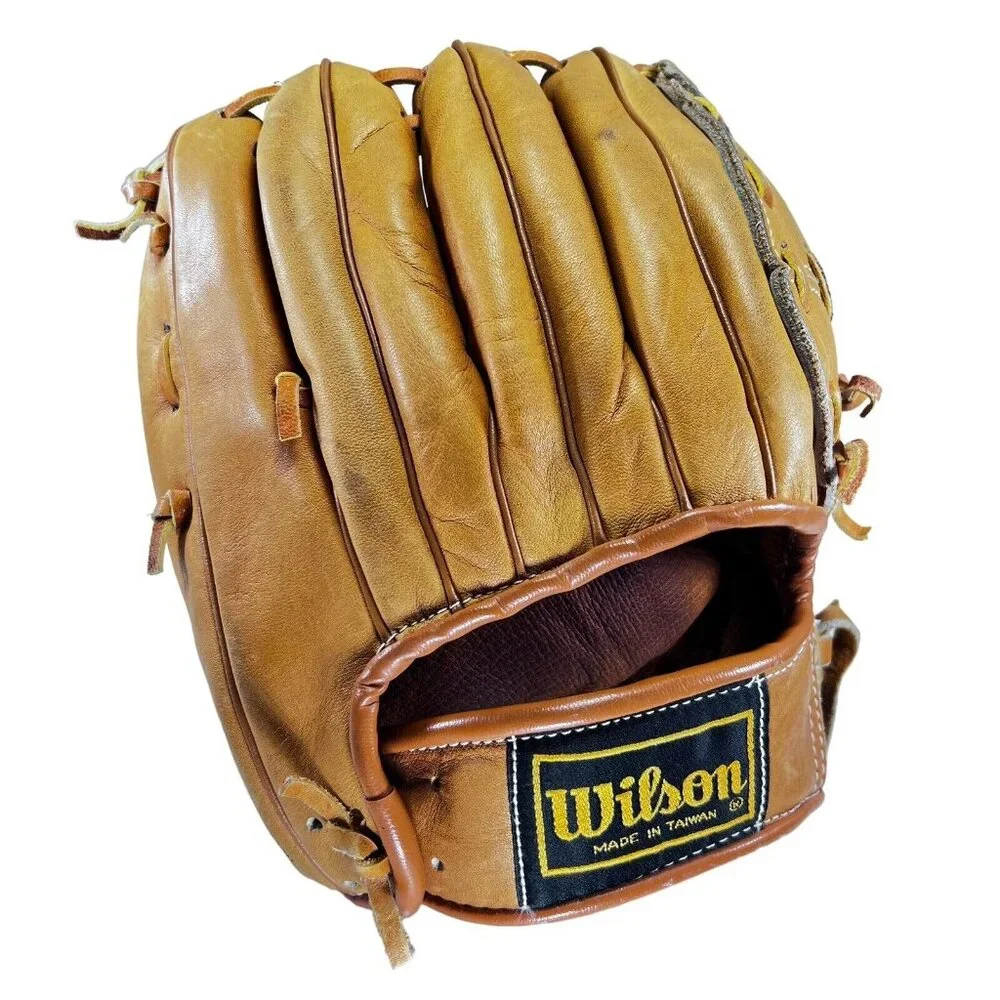 Vtg Wilson Baseball Glove RHT A2164 Autograph Model Jim Catfish Hunter Leather - Picture 1 of 12